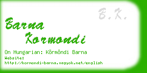 barna kormondi business card