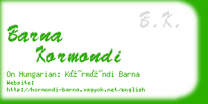 barna kormondi business card